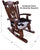 Wooden Rocking Chair Handcarved Back Sunflower Removable Hair-On Cowhide Pillow - RC147-CP