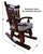 Wooden Rocking Chair Handcarved Back Sunflower Removable Hair-On Cowhide Pillow - RC149-CP