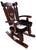 Wooden Rocking Chair Handcarved Back Sunflower Removable Hair-On Cowhide Pillow - RC151-CP
