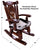 Wooden Rocking Chair Handcarved Back Sunflower Removable Hair-On Cowhide Pillow - RC152-CP
