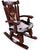 Wooden Rocking Chair Handcarved Back Sunflower Removable Hair-On Cowhide Pillow - RC152-CP