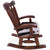 Wooden Rocking Chair Handcarved Back Sunflower Removable Hair-On Cowhide Pillow - RC155-CP