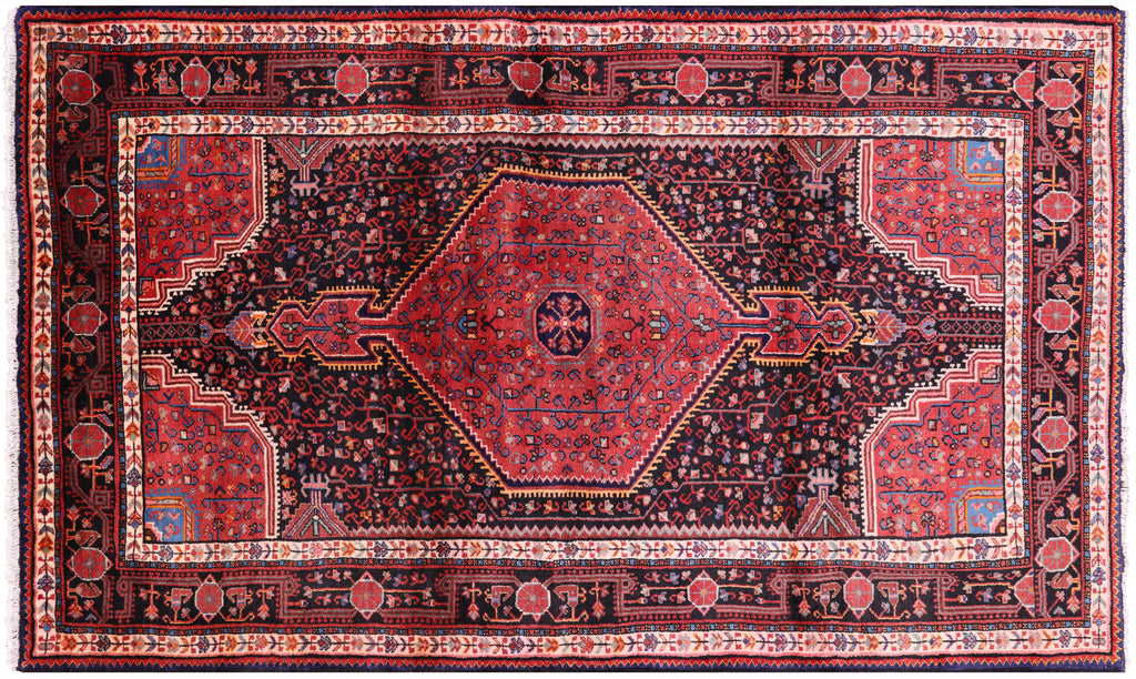 Black 5' 0" X 8' 3" New Persian Nahavand Handmade Wool Rug - S1651