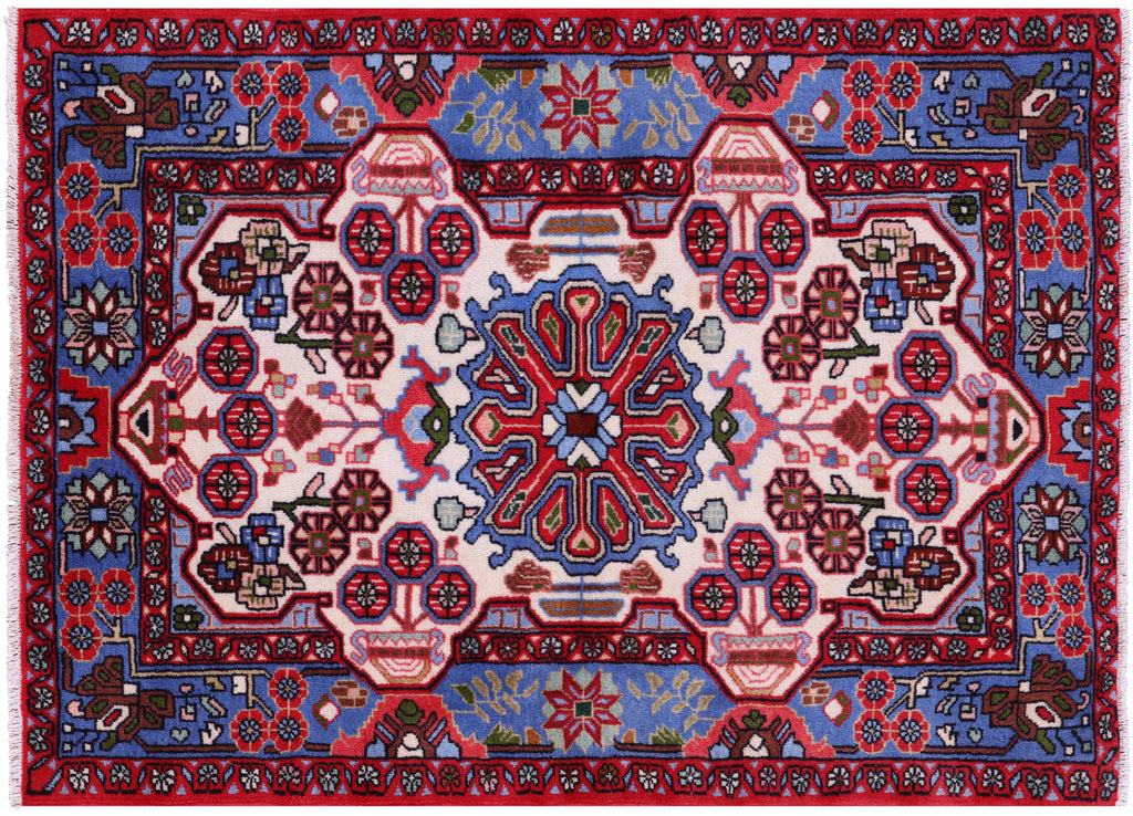 Ivory New Persian Nahavand Hand Knotted Wool Rug 3' 5" X 4' 8" - S2808