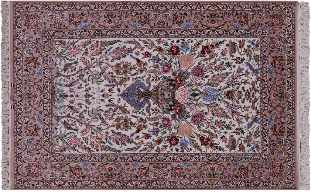 Hand Knotted Signed Isfahan Persian Wool & Silk Rug - Manhattan Rugs