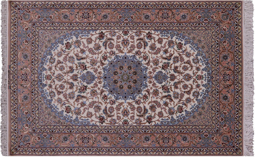 Hand Knotted Wool & Silk Signed Persian Isfahan Area Rug - Manhattan Rugs