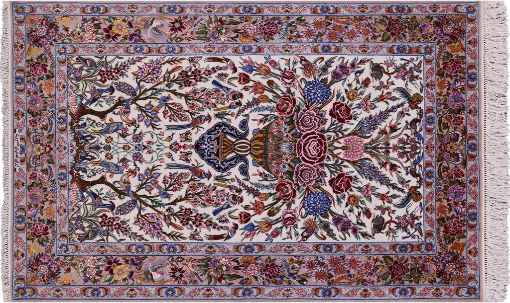 Signed Persian Isfahan Pictorial Wool & Silk Rug - Manhattan Rugs