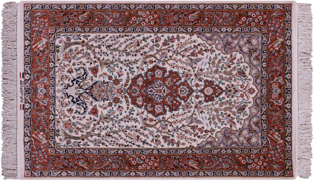 Signed Hand Knotted Persian Isfahan Wool & Silk Area Rug - Manhattan Rugs