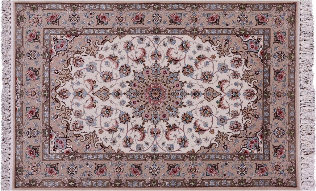 Signed Hand Knotted Persian Isfahan Wool & Silk Rug - Manhattan Rugs