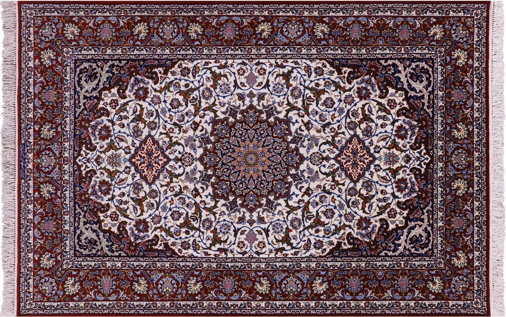 Hand Knotted Signed Persian Isfahan Wool & Silk Rug - Manhattan Rugs