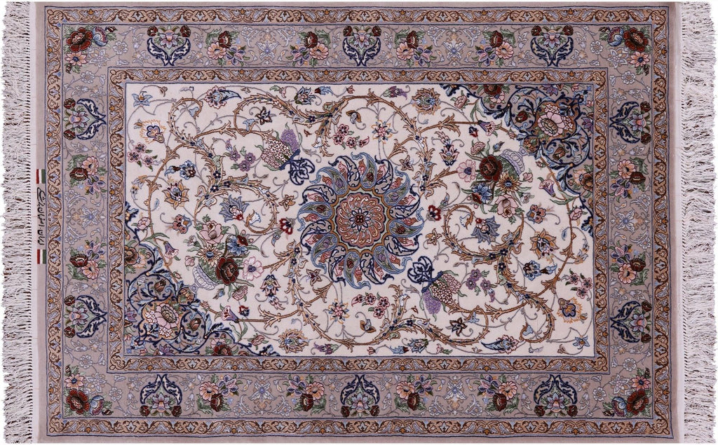 Signed Persian Isfahan Wool & Silk Area Rug - Manhattan Rugs