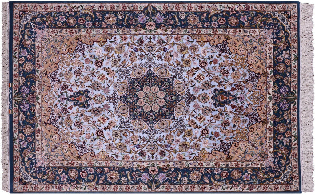 Super Fine Signed Persian Isfahan Hand Knotted Wool & Silk Rug - Manhattan Rugs