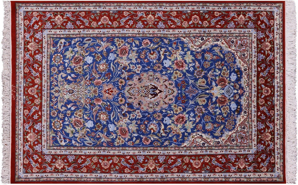 Signed Persian Isfahan Hand Knotted Wool & Silk Area Rug - Manhattan Rugs