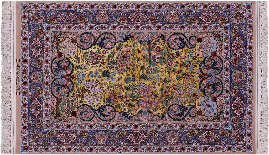 Super Fine Signed Silk Persian Isfahan Hand Knotted Rug - Manhattan Rugs