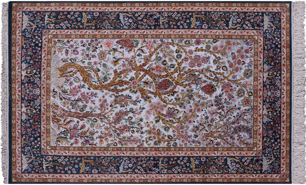 Tree of Life Super Fine Silk Persian Isfahan Signed Area Rug - Manhattan Rugs