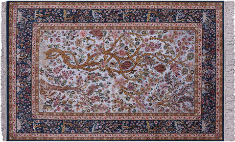 Tree of Life Super Fine Silk Persian Isfahan Signed Area Rug - Manhattan Rugs