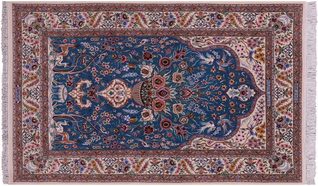 Hand Knotted Wool & Silk Persian Signed Isfahan Area Rug - Manhattan Rugs