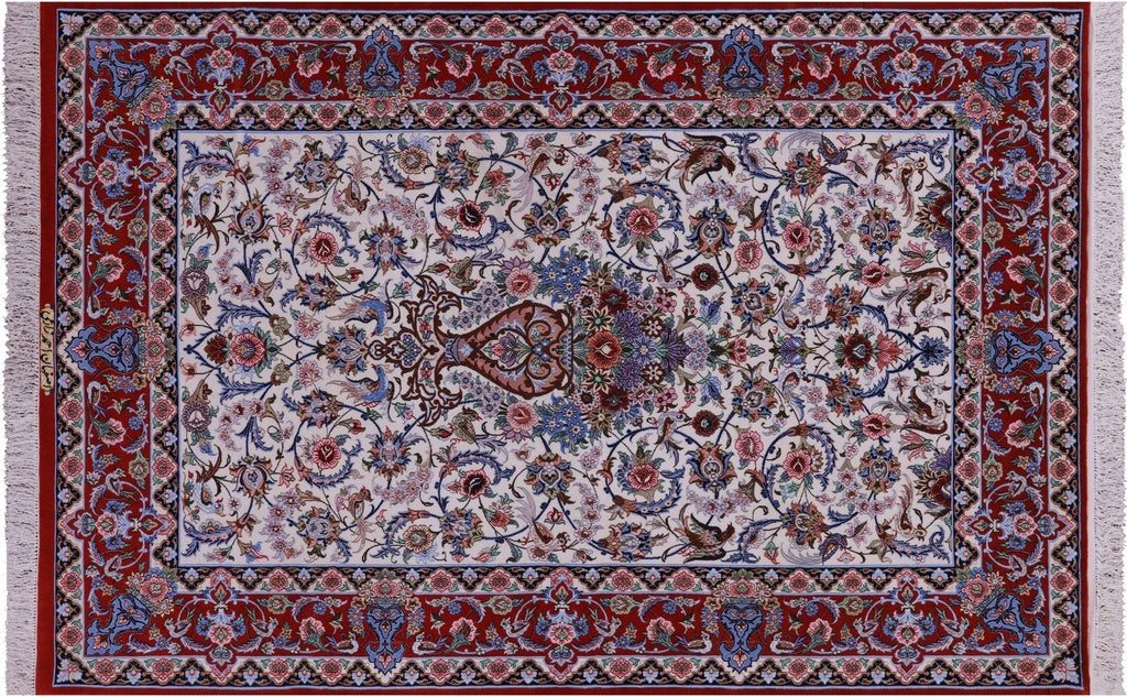 Persian Isfahan Hand Knotted Wool & Silk Signed Rug - Manhattan Rugs