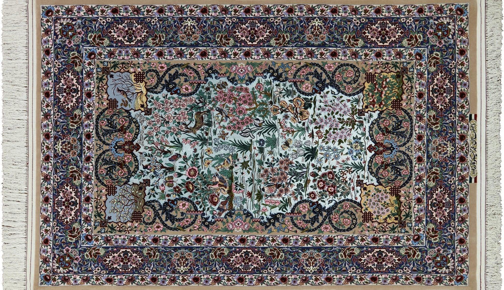 Super Fine Authentic Persian Isfahan Signed Hand Knotted Silk Area Rug - Manhattan Rugs