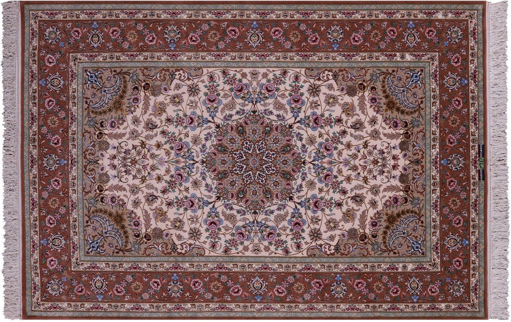 Hand Knotted Wool & Silk Signed Persian Isfahan Rug - Manhattan Rugs