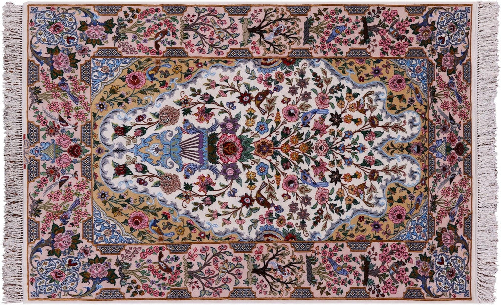 Hand Knotted Wool & Silk Persian Isfahan Signed Area Rug - Manhattan Rugs