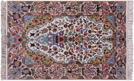 Hand Knotted Wool & Silk Persian Isfahan Signed Area Rug - Manhattan Rugs