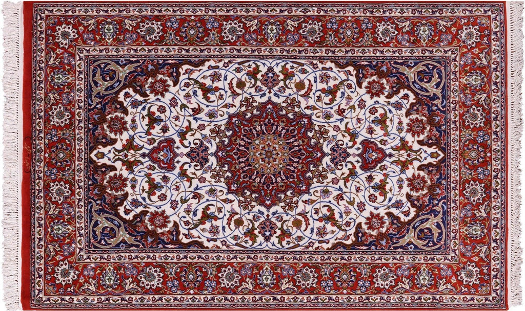 Signed Persian Isfahan Handmade Wool & Silk Area Rug - Manhattan Rugs