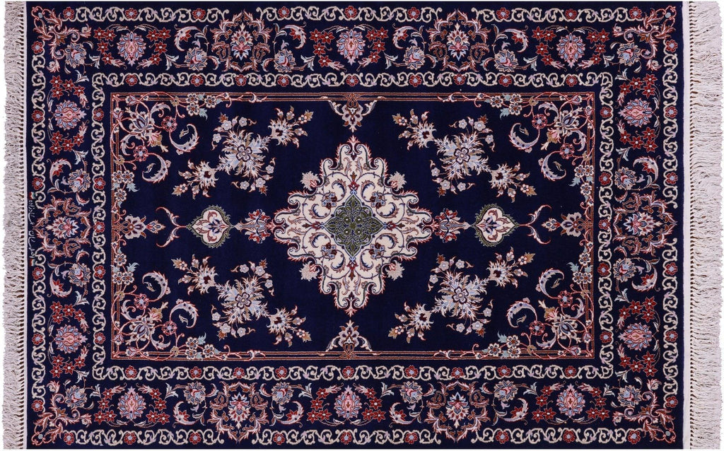 Wool & Silk Signed Persian Isfahan Hand Knotted Area Rug - Manhattan Rugs