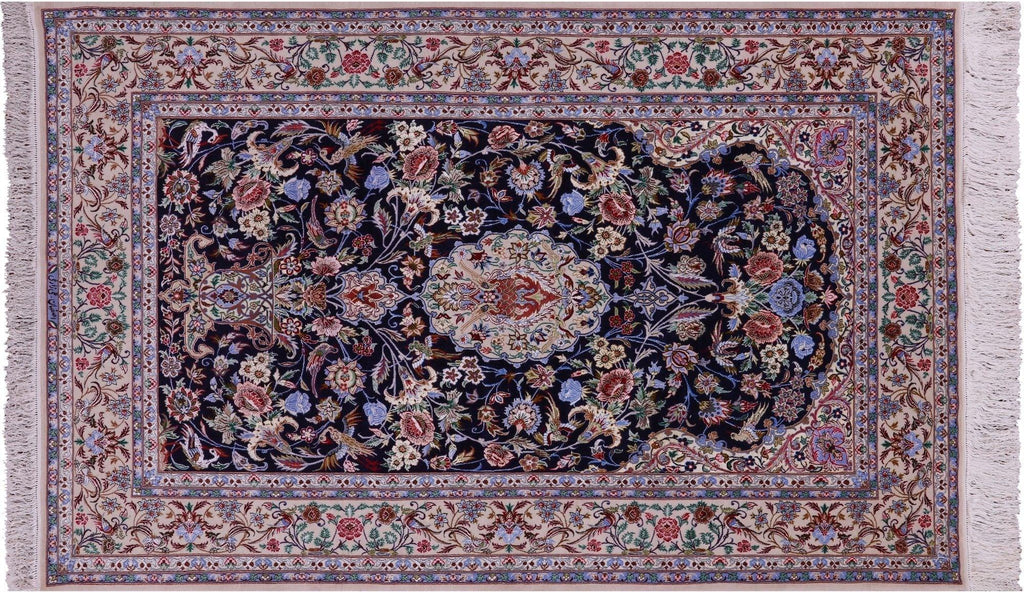 Hand Knotted Wool & Silk Signed Persian Isfahan Area Rug - Manhattan Rugs