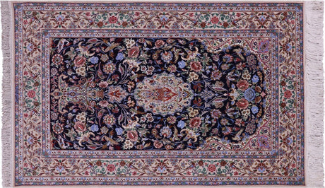 Hand Knotted Wool & Silk Signed Persian Isfahan Area Rug - Manhattan Rugs