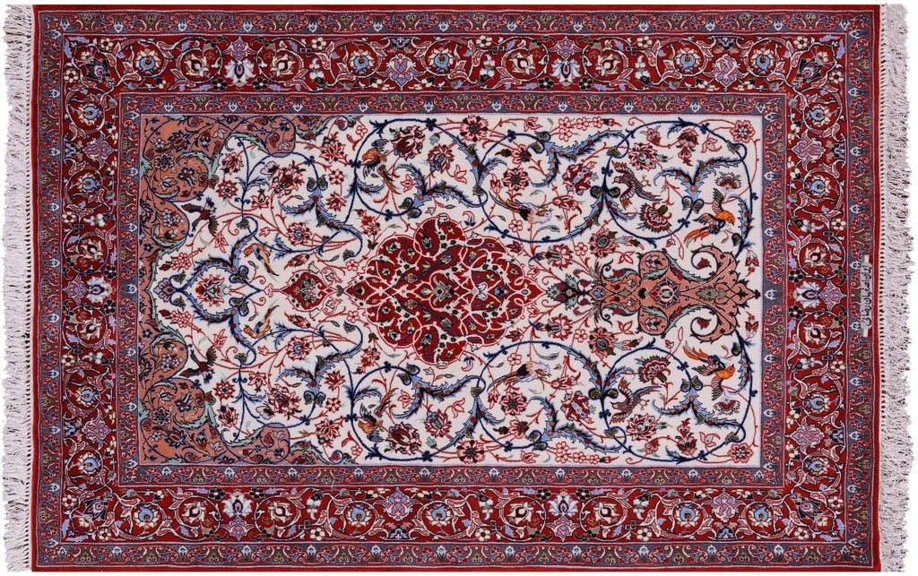 Wool & Silk Signed Persian Isfahan Hand Knotted Rug - Manhattan Rugs