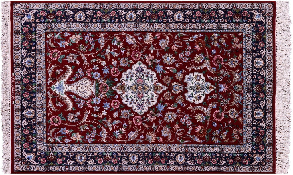 Persian Isfahan Signed Wool & Silk Hand Knotted Rug - Manhattan Rugs