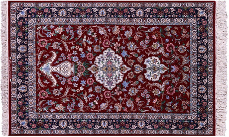 Persian Isfahan Signed Wool & Silk Hand Knotted Rug - Manhattan Rugs