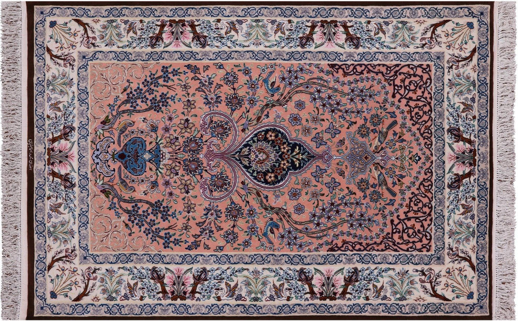Signed Persian Isfahan Handmade Wool & Silk Area Rug - Manhattan Rugs
