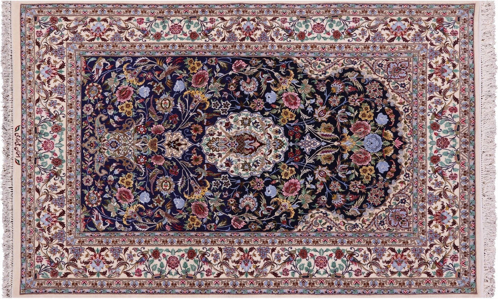 Signed Persian Hand Knotted Wool & Silk Isfahan Area Rug - Manhattan Rugs