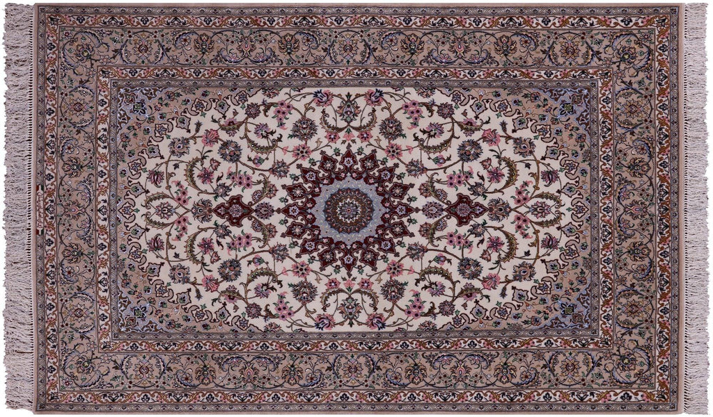 Hand Knotted Wool & Silk Persian Isfahan Signed Area Rug - Manhattan Rugs