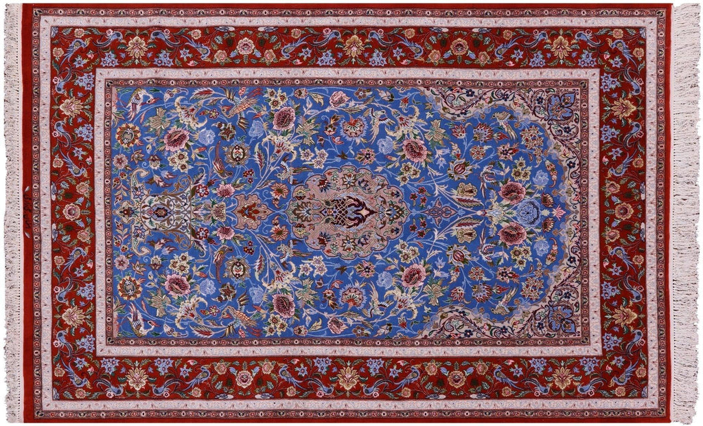 Hand Knotted Wool & Silk Signed Persian Isfahan Rug - Manhattan Rugs