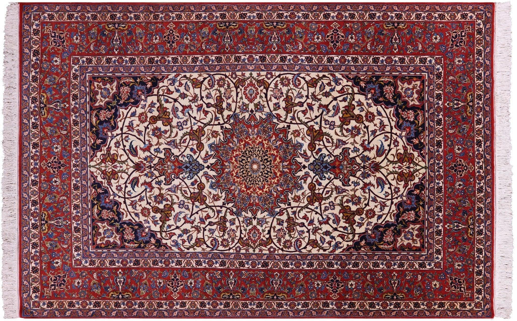 Antique Fine Persian Isfahan Hand Knotted Wool Rug - Manhattan Rugs