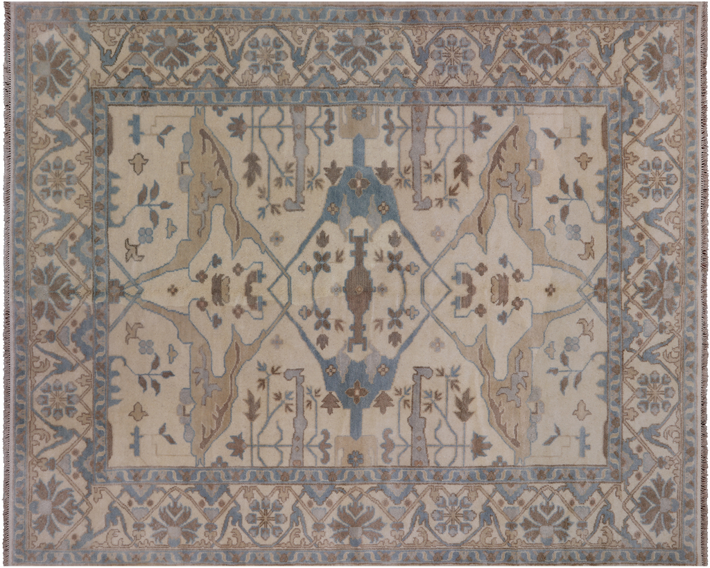 Ivory 8' 0" X 10' 0" Turkish Oushak Hand Knotted Wool Rug - W416