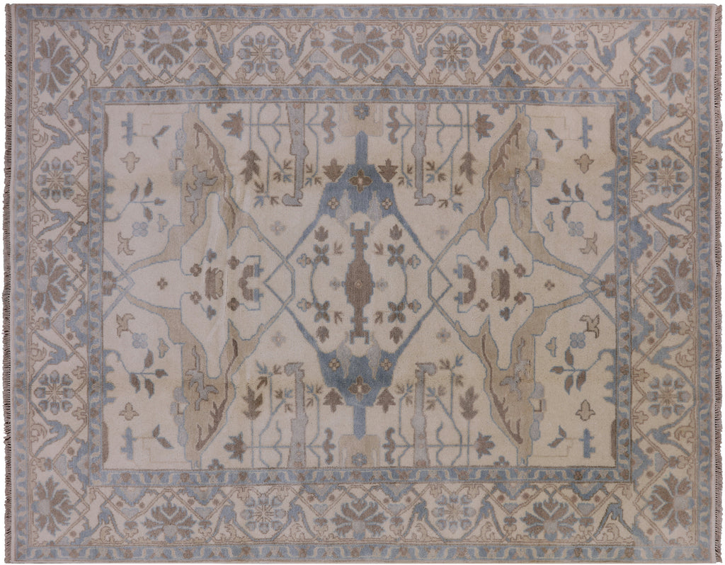 Ivory 8' 0" X 10' 0" Turkish Oushak Hand Knotted Wool Rug - W416