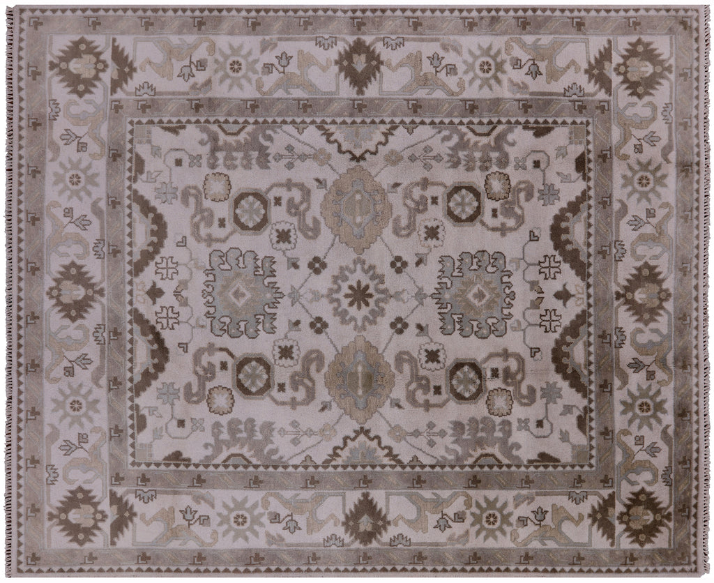 Ivory Tone on Tone Ivory Turkish Oushak Handmade Wool Rug 8' 2" X 9' 10" - W825