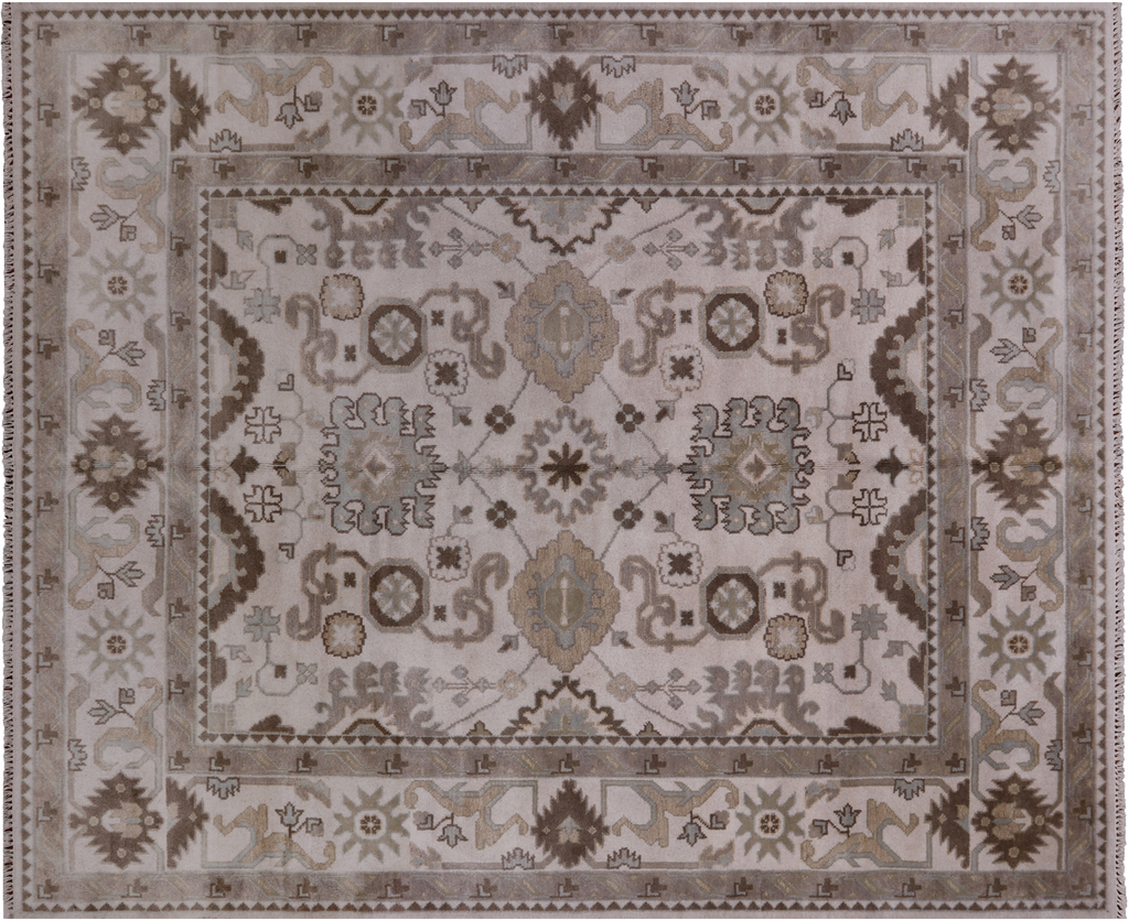 Ivory Tone on Tone Ivory Turkish Oushak Handmade Wool Rug 8' 2" X 9' 10" - W825