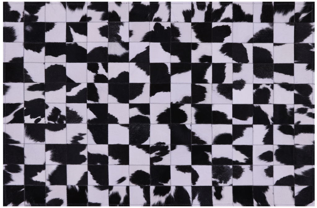 Black & White Natural Cowhide Hand Stitched Rug - Manhattan Rugs