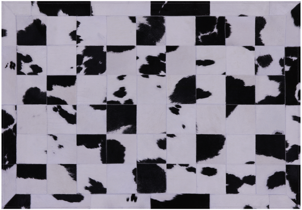 Black & White Natural Cowhide Hand Stitched Rug - Manhattan Rugs