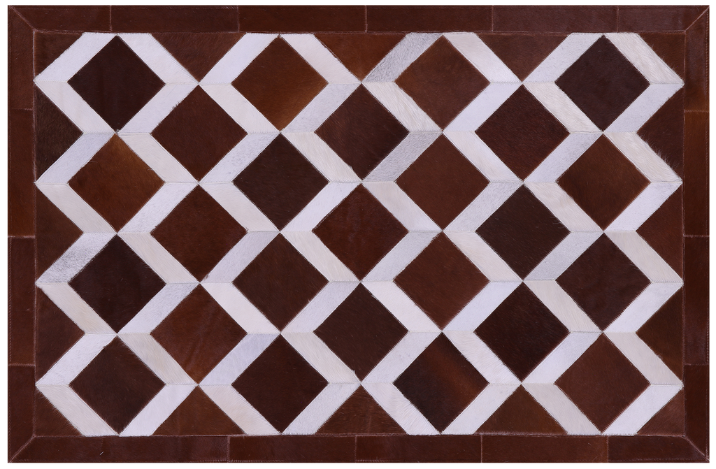 Brown & White Natural Cowhide Hand Stitched Rug - Manhattan Rugs