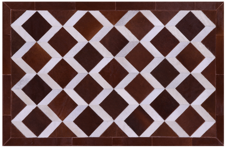 Brown & White Natural Cowhide Hand Stitched Rug - Manhattan Rugs