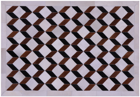 Brown & White Black Natural Cowhide Hand Stitched Rug - Manhattan Rugs