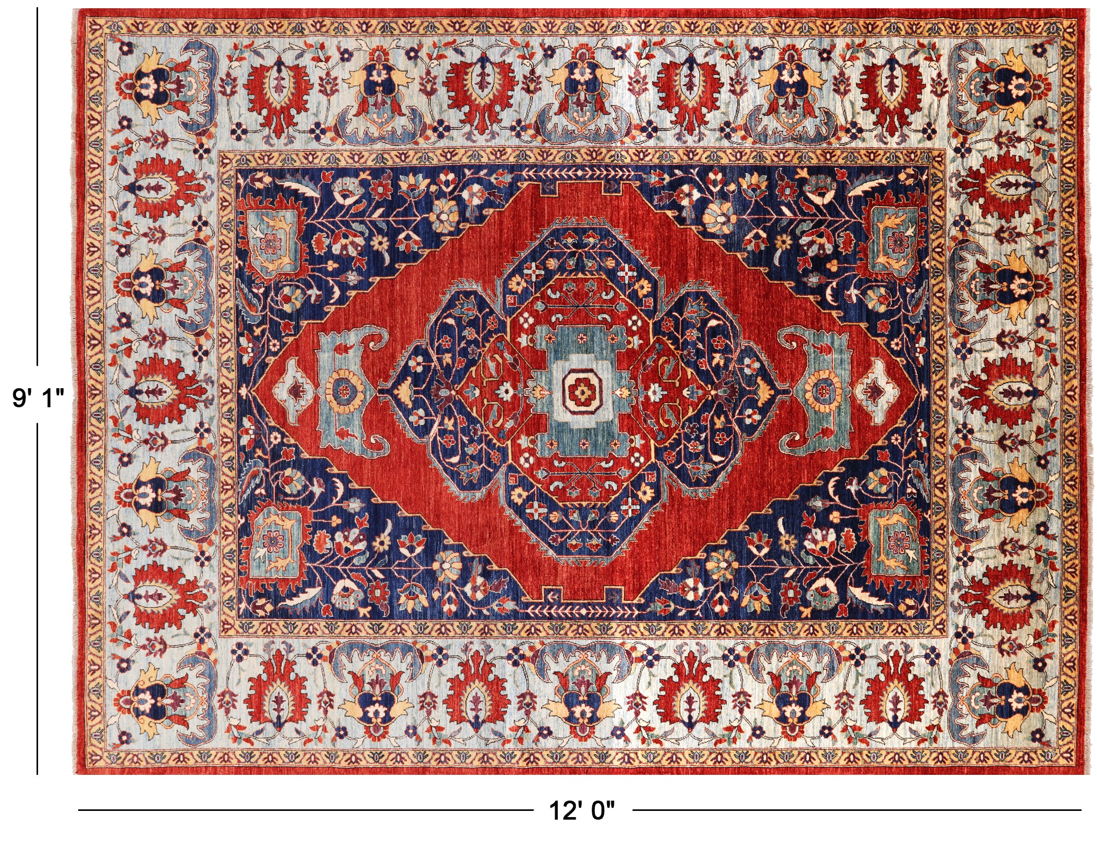 Hand Knotted Fine Serapi Rug 9' 1