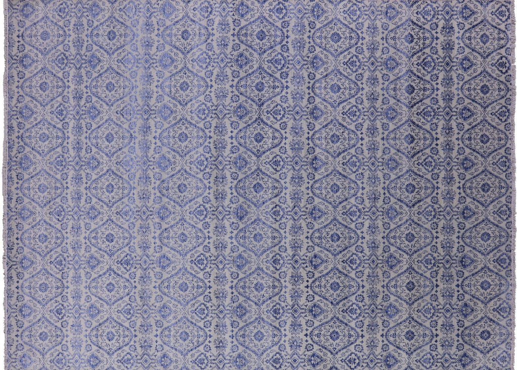 Contemporary Ikat Wool & Silk Hand Knotted Rug - Manhattan Rugs