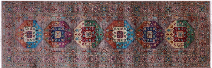 Runner Fine Turkmen Hand-Knotted Wool Rug 2' 9